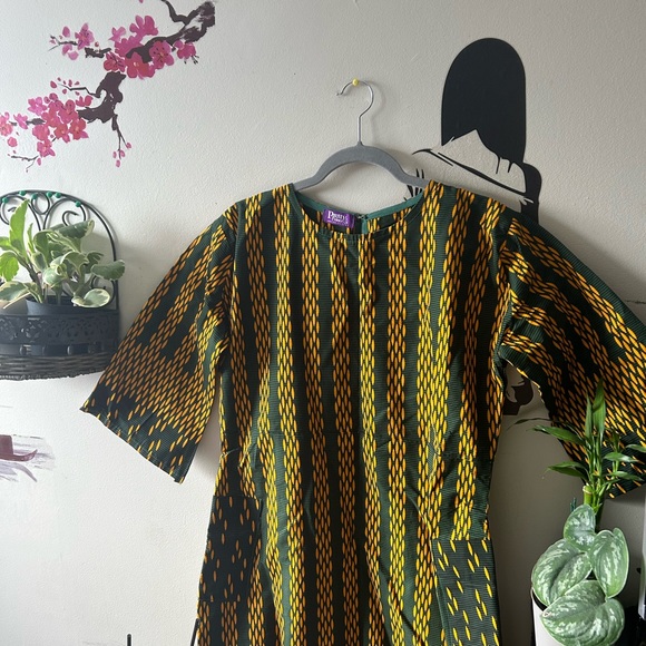 Green and Yellow Ankara Maxi Dress - Picture 12 of 12